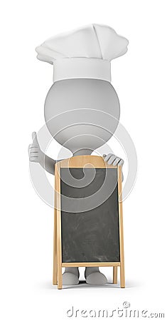 3d small people - cook and menu board Stock Photo