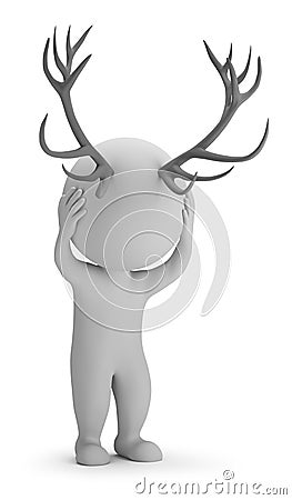 3d small people - horns Stock Photo