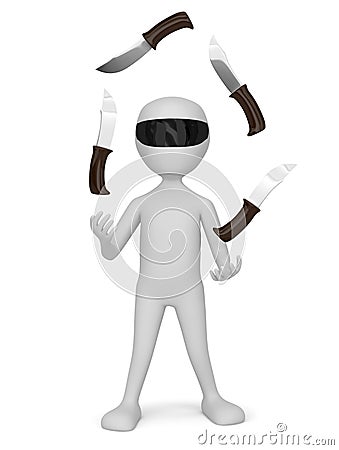 3D small people - juggling with knives. Stock Photo