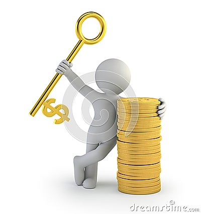 3d small people - key to success Stock Photo