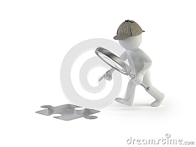 3d small people - looking puzzle Stock Photo