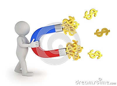3d small people - money magnet Stock Photo