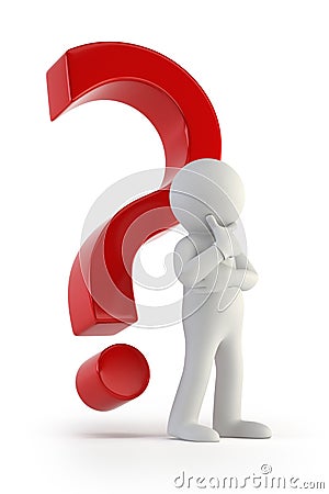 3d small people - with a red question mark Stock Photo