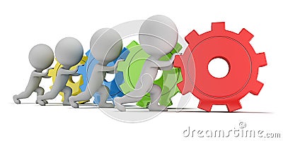 3d small people - team with gears Stock Photo