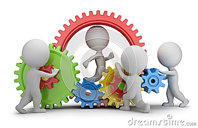 3d small people - team mechanism Stock Photo