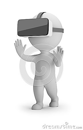 3d small people - virtual reality helmet Stock Photo