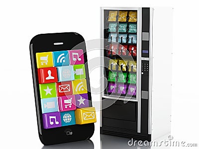 3d Smartphone with application Icons. e-commerce concept Stock Photo