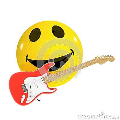 3d Smiley guitarist Stock Photo