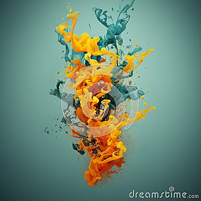 3D Smoke Colors Style Mixed with a Beautiful Composite Stock Photo