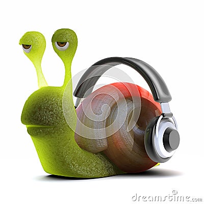 3d Snail headphones Stock Photo