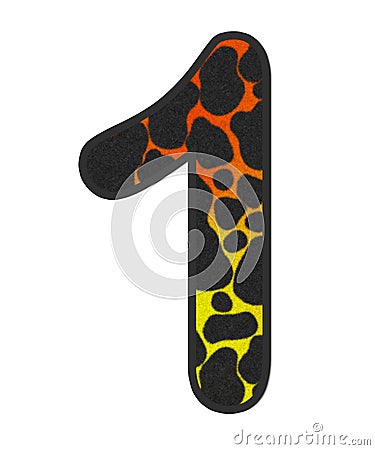 3D Snake Orange-Yellow print Number 1, animal skin fur creative decorative clothes, Sexy Fabric colorful isolated in white bg. Stock Photo