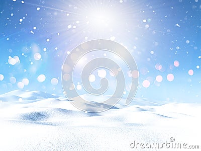 3D snowy landscape Stock Photo