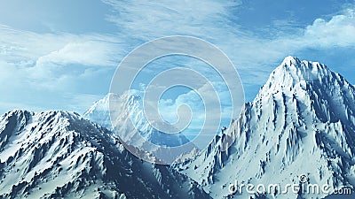 3D snowy mountain range Stock Photo