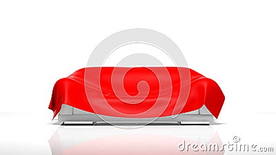 3D sofa with red cover Stock Photo