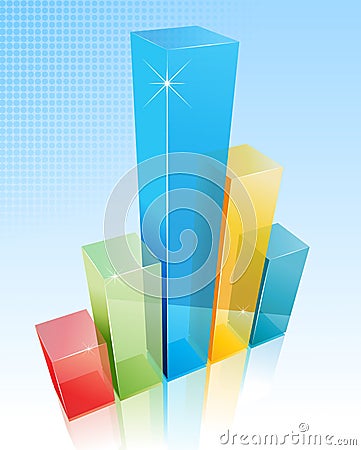 A 3d soft colored business chart on transparent bue background Vector Illustration