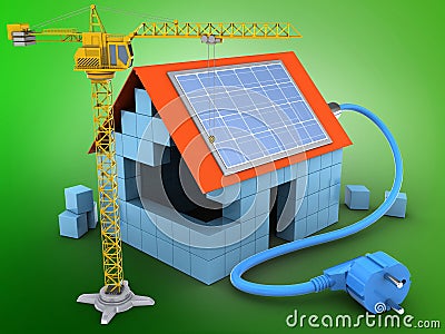 3d solar power Cartoon Illustration