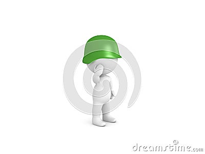 3D Soldier wearing green helmet giving the military salute Stock Photo