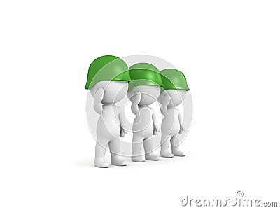 3D Soldiers giving the military salute Stock Photo