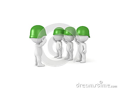 3D Soldiers giving military salute to officer Stock Photo