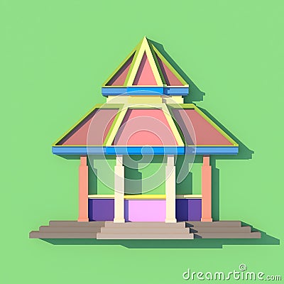 3D of south-east Asian pavilion or temple front view Stock Photo