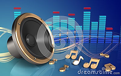 3d spectrum loud speaker Cartoon Illustration