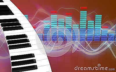 3d spectrum piano keyboard Cartoon Illustration