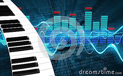 3d spectrum piano keyboard Cartoon Illustration