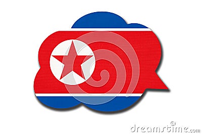 3d speech bubble with North Korea or DPRK national flag isolated on white background. Speak and learn korean language Stock Photo