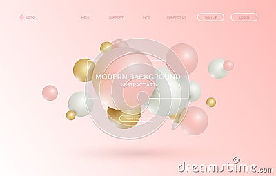 3d sphere, balloon realistic background, banner for presentation, landing page, web site. Vector Illustration