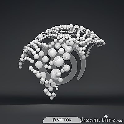 3D sphere composition. Many balls in empty space. Abstract background. Vector illustration. Generative art Vector Illustration