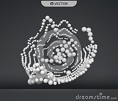 3D sphere composition. Many balls in empty space. Abstract background. Vector illustration. Generative art Vector Illustration