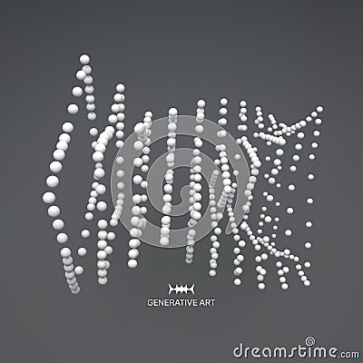 3D sphere composition. Many balls in empty space. Abstract background. Vector illustration. Generative art Cartoon Illustration