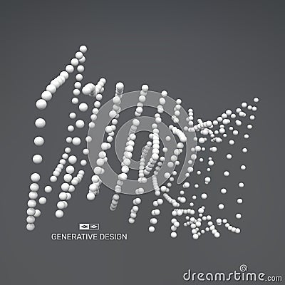 3D sphere composition. Many balls in empty space. Abstract background. Vector illustration. Generative art Vector Illustration