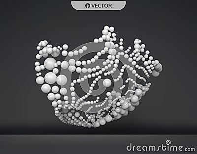 3D sphere composition. Many balls in empty space. Abstract background. Vector illustration. Generative art Vector Illustration