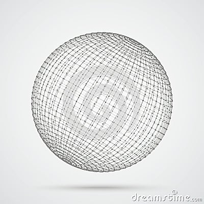3d Sphere Connected Dots Vector Illustration