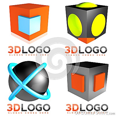 3D sphere cube logo Stock Photo