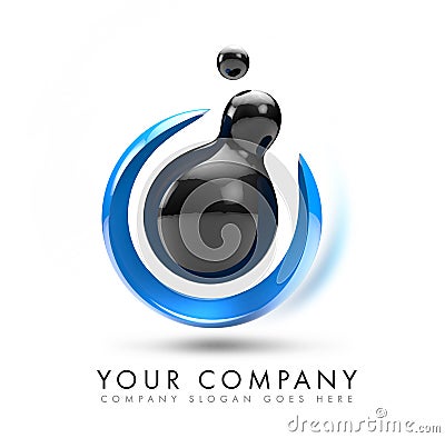 3D Sphere Logo Cartoon Illustration