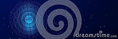 3D sphere structure with connected dots and lines. Wireframe construct. Technological concept of background. 3d Stock Photo