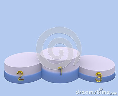3D. Sport champions. Winner podium for medal ceremony with gold numbers on a blue Stock Photo