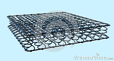 3d springs or coil spring for mattresses isolated on blue background. 3d render illustration, clipping path Cartoon Illustration