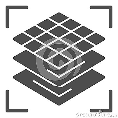3D square layers solid icon. 3d layering design vector illustration isolated on white. 3d modeling layers glyph style Vector Illustration