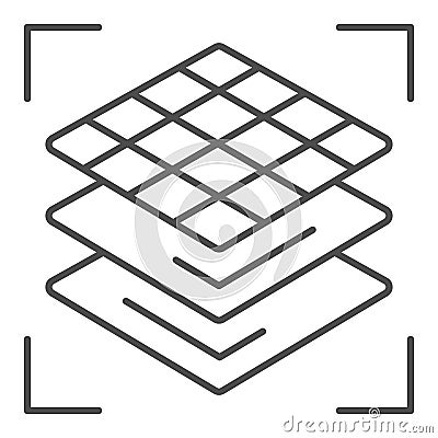 3D square layers thin line icon. 3d layering design vector illustration isolated on white. 3d modeling layers outline Vector Illustration