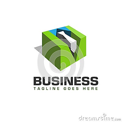 3d square staff logo Vector Illustration