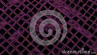 3D squares oscillate with wave effect. Design. Colored squares move in grid with glitter of waves. Wave movements of Stock Photo