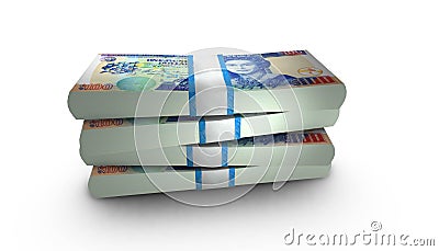 3D Stack Banknote of Belize 100 Dollars Money Cartoon Illustration