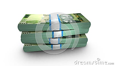 3D Stack Banknote of Malawi 1000 Kwacha Money Cartoon Illustration