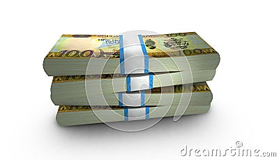 3D Stack Banknote of Solomon Islands 100 Dollars Money Cartoon Illustration