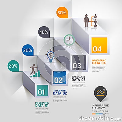 3d staircase diagram modern business steb options. Vector Illustration