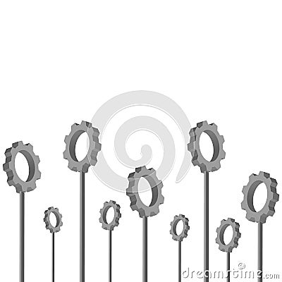 3D standing gears isolated on white background Vector Illustration