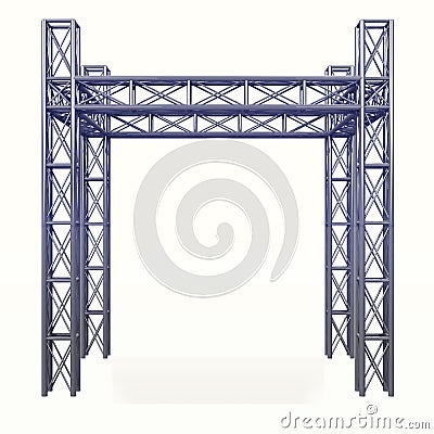 3D steel metal construction development on white Cartoon Illustration